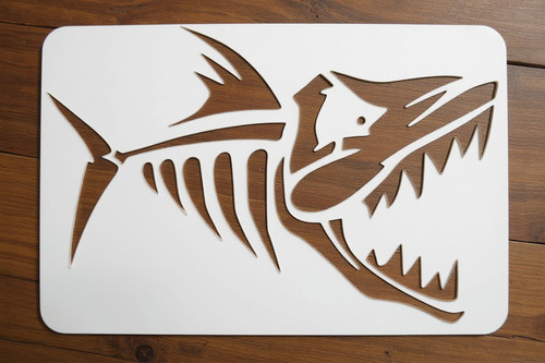 Stencil fish skeleton plastic - fish, skeleton,